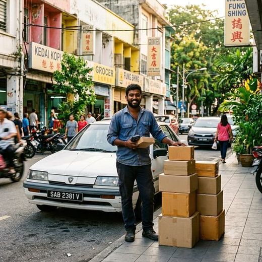 Courier with a car