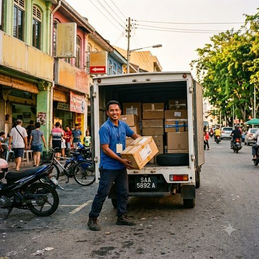 Courier with a lorry