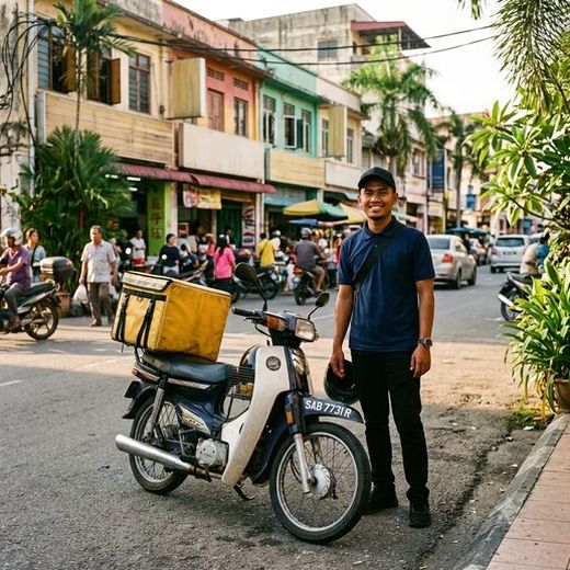 Courier with a motorcycle